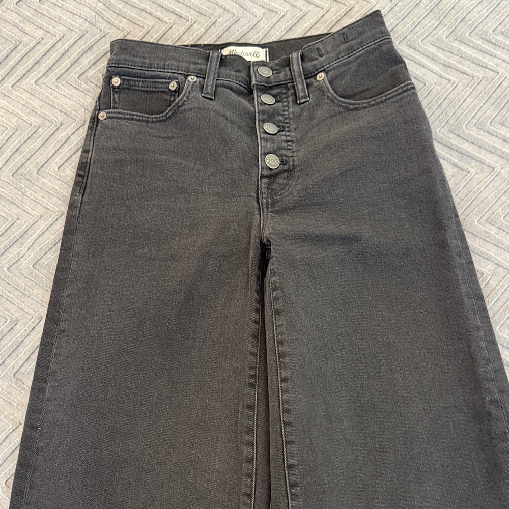Madewell Wide Leg Crop Jeans Button Front - Picture 3 of 13
